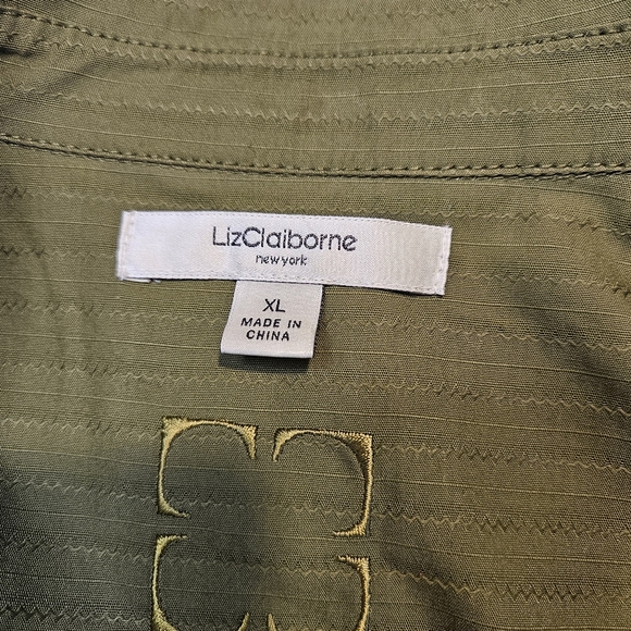 Liz Claiborne Miliary Camo Style Jacket Olive Green with Pockets Size XL - Picture 7 of 10